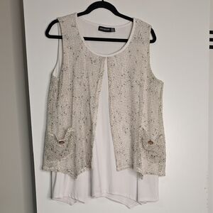 vory Tweed-Look Layered Sleeveless Top